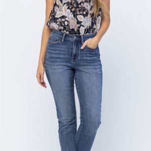 EUC Judy Blue Frey Hem Denim High Waist Relaxed Fit Size 5 27